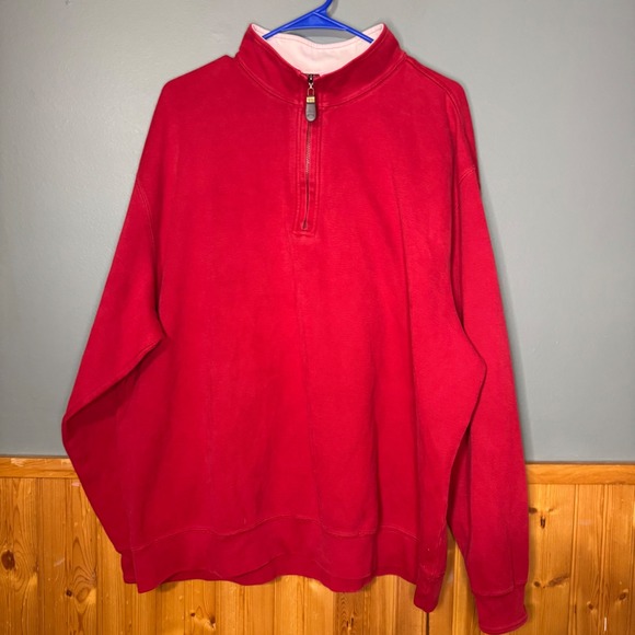 Orvis Men's ‎ Sweater Medium Adult Red Pullover Quarter Zip Stretch Casual XXL - Picture 4 of 7